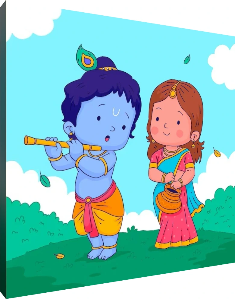 Adorable Bal Krishna and Radha Print wall art print | PrintPosters.in